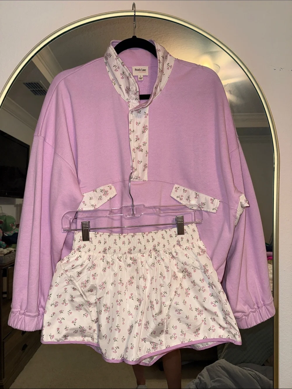 Peach Love Lavender/Pink Pullover and Floral Shorts Set - Picture 1 of 7